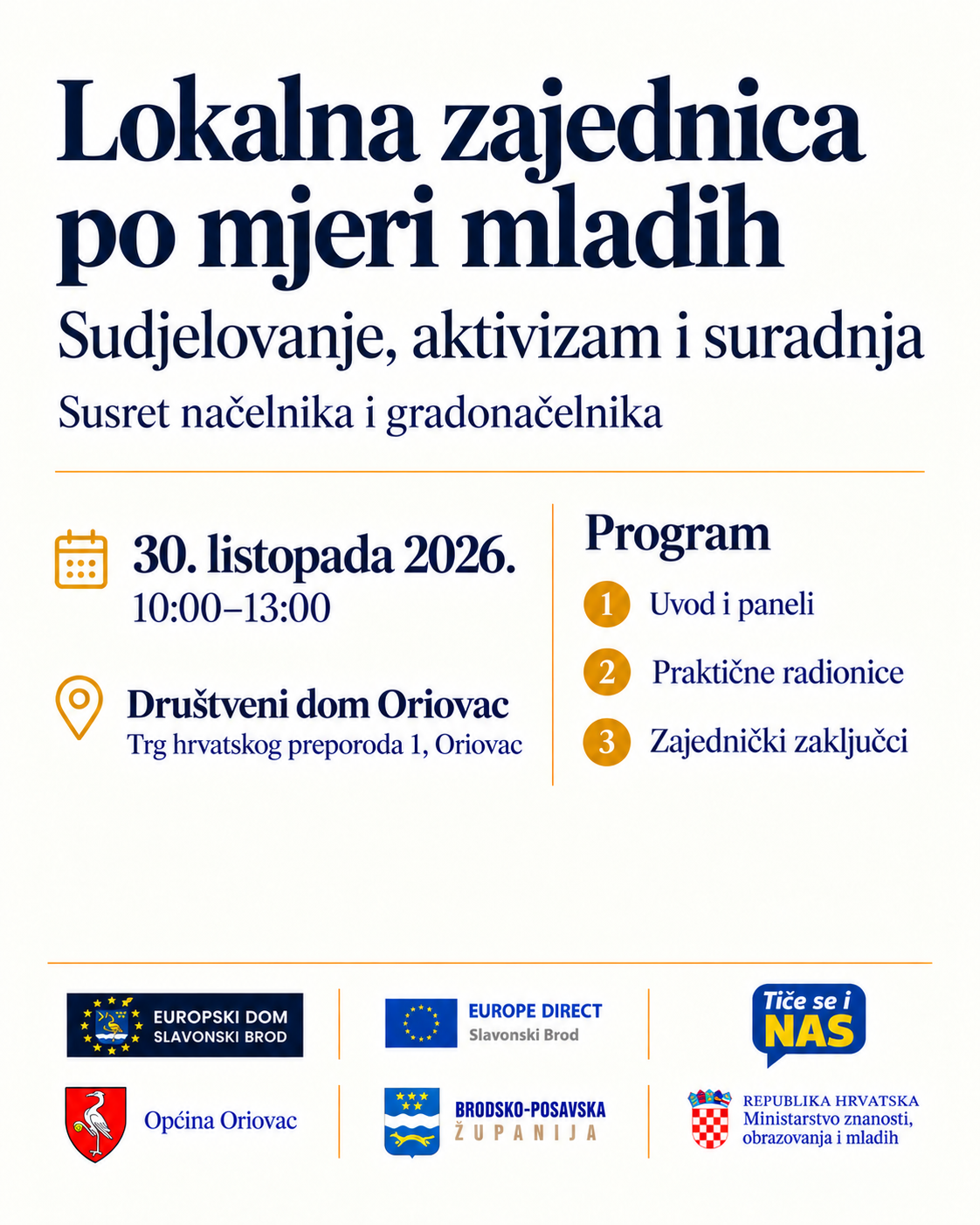 Lokalna zajednica po mjeri mladih – susret u Oriovcu 30. listopada